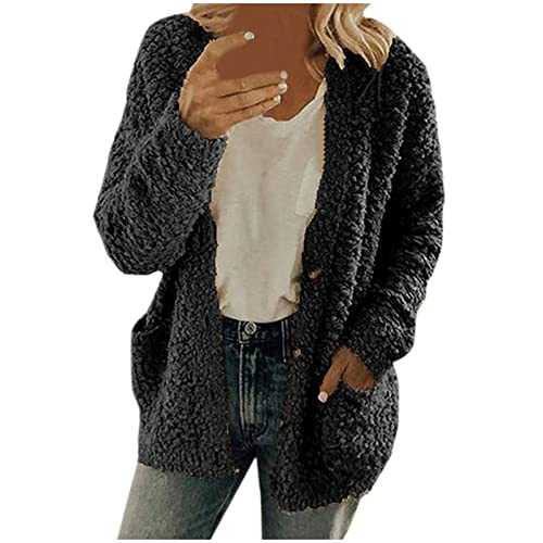 FunAloe Jackets For Women Uk Fleece Jacket Women Autumn And Winter Casual Fleece Jumper Jacket Plus Size Top Warm Jacket With Pockets Clearance