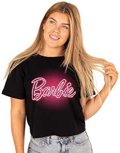 Barbie Cropped T-Shirt for Women | Ladies Fashion Doll Retro Logo Pink OR Black Crop Top Fashionista Clothing Merchandise