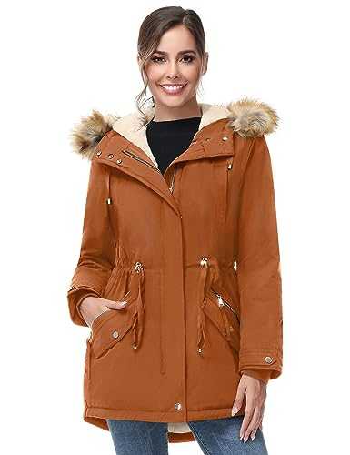 ANOTHER CHOICE Women Winter Parka Coat, Windproof Women Winter Coat Fleece Lined Long Parka with Faux-Fur Hood