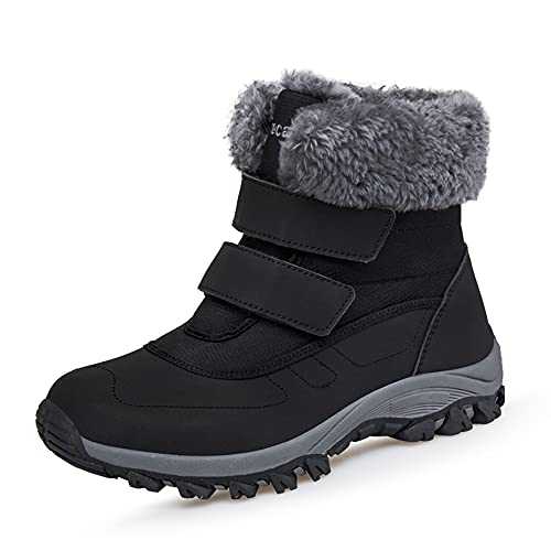 DRECAGE Winter Ankle Snow Boots with Warm Fur Lining Waterproof Women Warm Hiking Booties Anti Slip Shoes