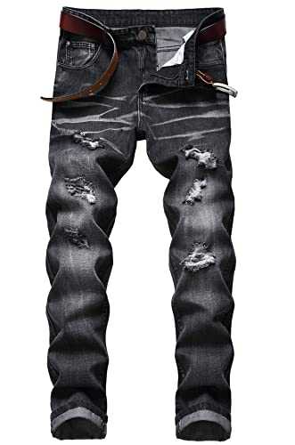 Men's Slim Fit Ripped Jeans for Men Distressed Destroyed Straight Leg Jeans