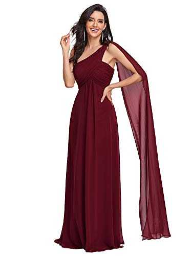 Ever-Pretty Women's One Shoulder Elegant A Line Sleeveless Summer Chiffon Evening Dresses Burgundy 16UK