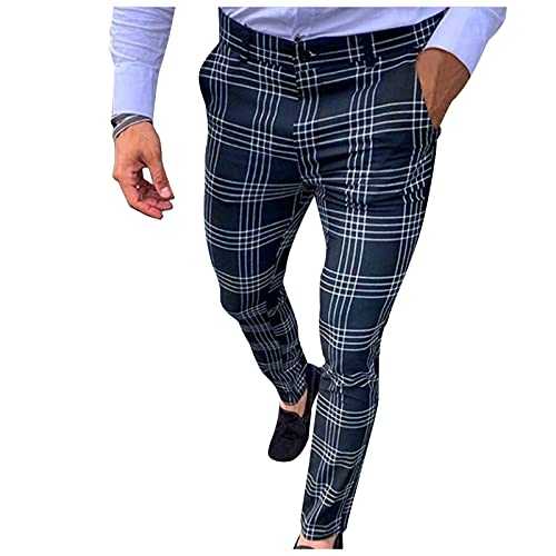 Beudylihy Men's Fashionable Checked Jogging Bottoms, Breathable Lightweight Summer Trousers, Jogging Bottoms, Checked Print, Casual For Men, Suit Trousers, Men's Business Trousers