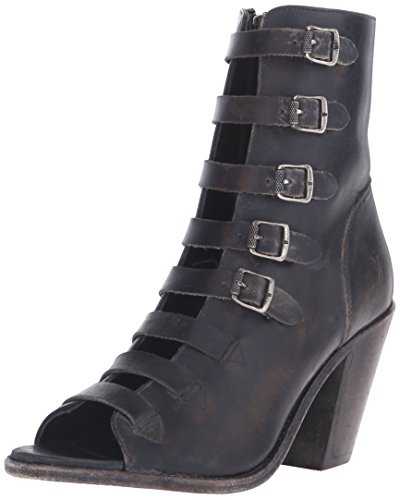 FRYE Women's Izzy Belted Short Gladiator Sandal, Black Stone Wash Leather, 7 M US