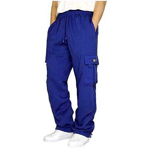 KINGAOGGO Mens Cargo Combat Trousers Gym Joggers Sweatpants Casual Rope Solid Loose Sports Tracksuit Jogging Pants with Pocket