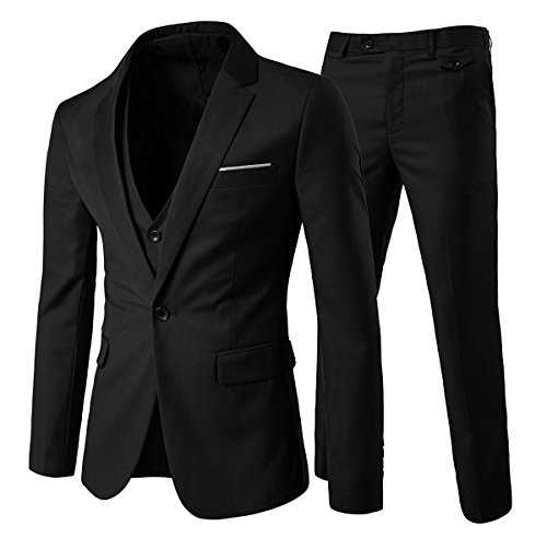 Mens Suits 3 Piece Slim Fit Wedding Suit One Button Formal Blazer Jackets Waistcoat Trousers
