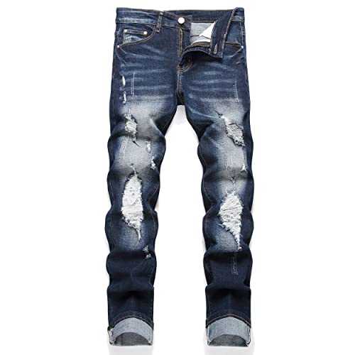 TMMMT Men's Fashion Washed Straight Fit Slim Jeans