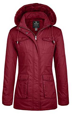 Wantdo Women's Classic Cotton Hoodie Jacket Warm Fleece Coat Winter Outdoor Parka Jacket Mid-Length Windproof Outerwear Coat