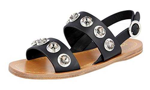 Prada Women's 1X642G 248 F0002 Black Leather Sandals UK 3 / EU 36