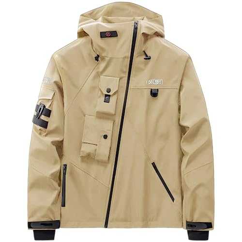 GOLYOY Bomber Jacket Men Lightweight Techwear Windbreaker Multi-Pocket Zip Up Streetwear Tactical Jacket For Men