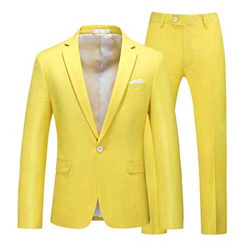 UNINUKOO Men’s 2 Piece Suit Slim Fit One Button Solid Formal Wedding Tux Blazer & Pants