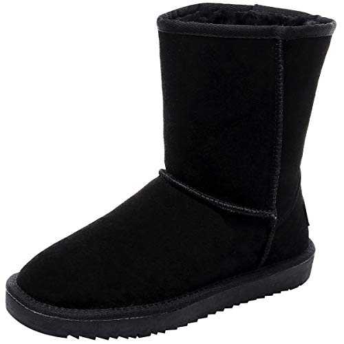 rismart Women's Winter Warm Classic Mid-Calf Suede Leather Snow Boots