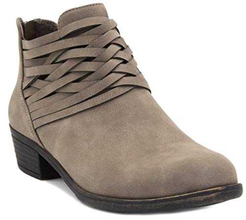 LONDON FOG Womens Mittle Dress Block Heel Ankle Boot, Ladies Back Zip Bootie with Criss Cross Wraparounds