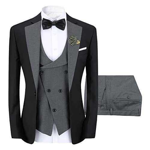 Sliktaa Mens 3 Pieces Suit One Button Slim Fit Formal Wedding Dinner Suit Blazer Waistcoat and Trousers Multicolour