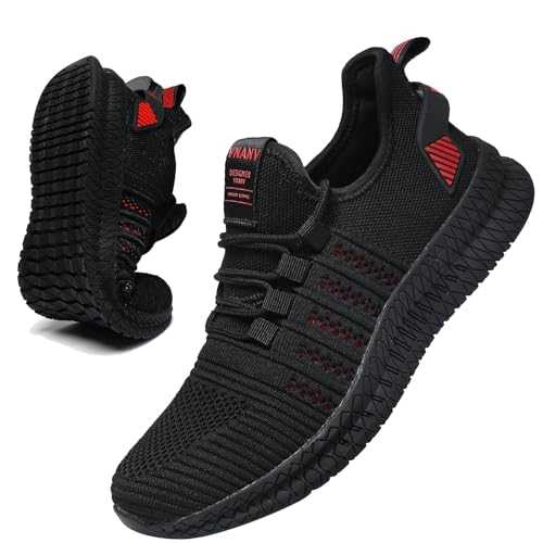 Mens Running Walking Tennis Trainers Casual Gym Athletic Fitness Sport Shoes - Fashion Sneakers - Ligthweight-Comfortable-Working Outdoor Flat Shoes - Jogging-Fitness Red