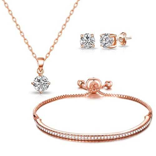 Philip Jones Rose Gold Plated Friendship Set Created with Zircondia® Crystals