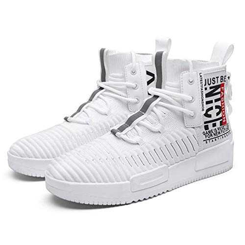 Fushiton Mens High Top Trainers Fashion Sneakers Sports Running Shoes Breathable Lightweight Footwear
