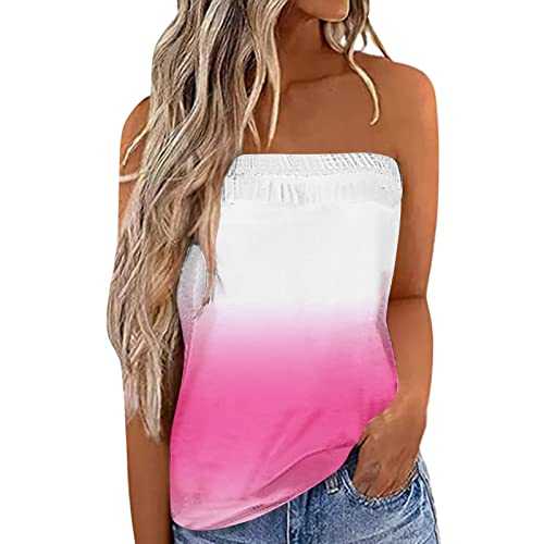 Cocila Women's Sexy Strapless Pleated Ruched Vest Bandeau Shirt Ladies Plain Sleeveless Tank Tops Tunic Boob Tube Top