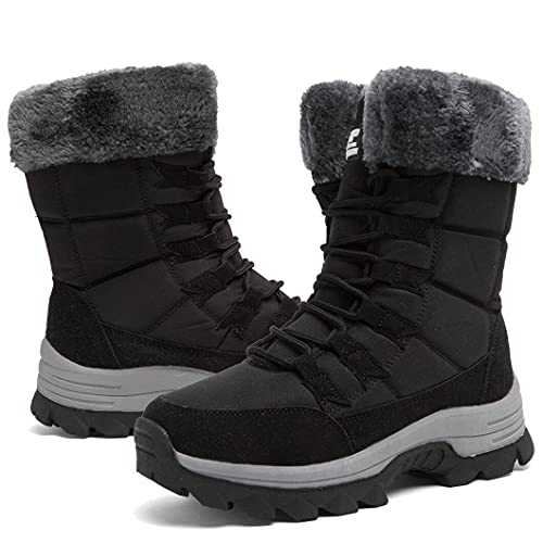Maxome Snow Boots Womens Winter Boots Fur Lined Waterproof Walking Boots Lightweight Outdoor Ankle Boots Ladies Warm Shoes Anti-Slip Mid Calf Boots Girls
