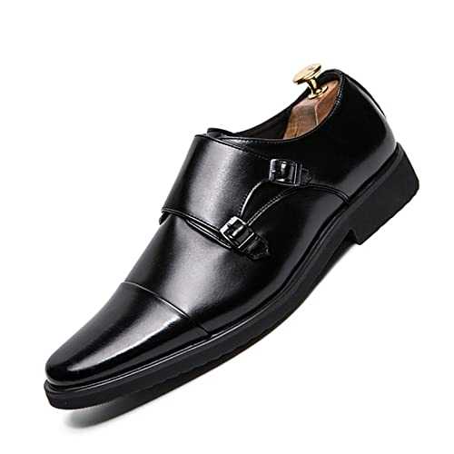 TABKER Shoes for Men Slip On Men Dress Shoes Classic Leather Oxfords for Wedding Party Business Flat Shoes Mens Loafers Designer Formal (Color : Schwarz, Size : 12.5)