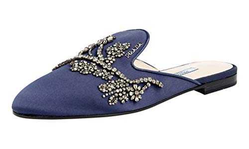 Prada Women's 1S667I U1L F0216 Blue Satin Sandals UK 5 / EU 38