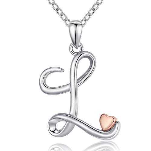 CELESTIA Initial Letters Necklace for Women Girls, Personalized 925 Sterling Silver Alphabet and Heart Pendant Jewellery A to Z