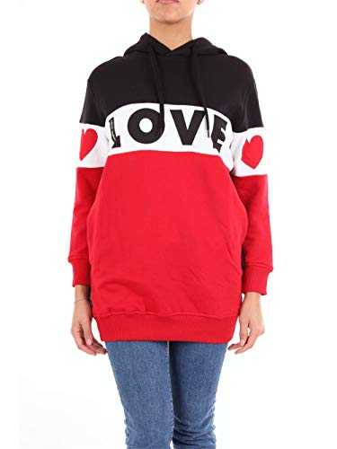 Love Moschino Women's Long Sleeve, Bottom Ribs_Love & Hearts Flag Print Dress, (C74+A00+O84 4072), 10 (Size: 40)