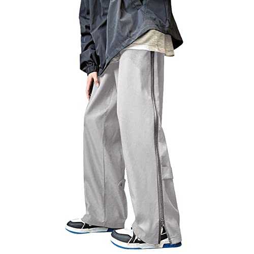 Mymyguoe Men's Tracksuit Bottoms Side Button Down Trousers with Full Zip Rehab Trousers Split Basketball Training Trousers Elastic Waistband Jogging Bottoms