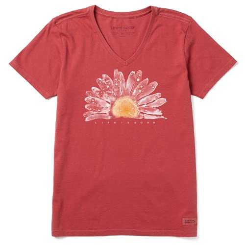Life Is Good Women's T Shirt Watercolor Daisy Birds T-Shirt
