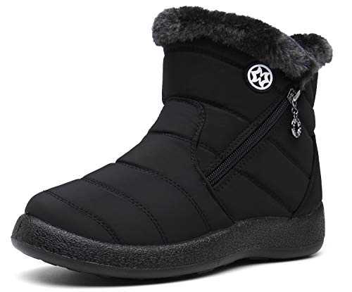 Hsyooes Womens Snow Boots Warm Ladies Winter Boots Ankle Booties Water-resistant Short Boots Walking Faux Fur Lining