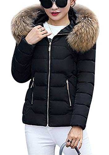 EFOFEI Women's Fashion Top Jacket Coat Parka Down High Waist Slim Faux Fur Hooded Coat