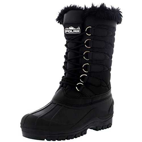 Womens Nylon Waterproof Weather Outdoor Snow Duck Winter Rain Cuff Lace Boot