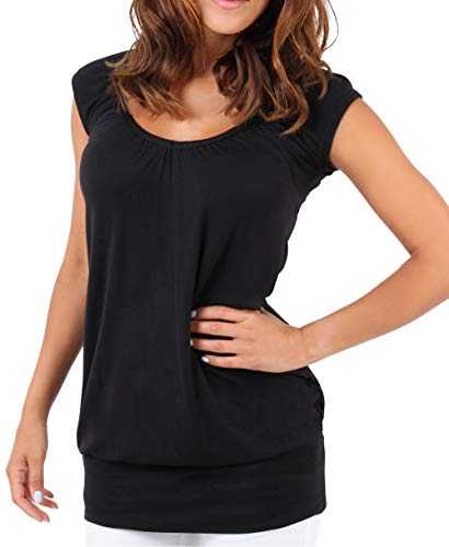 KRISP® Womens Short Sleeve Long Top T-Shirt V-Neck Jersey Blouse