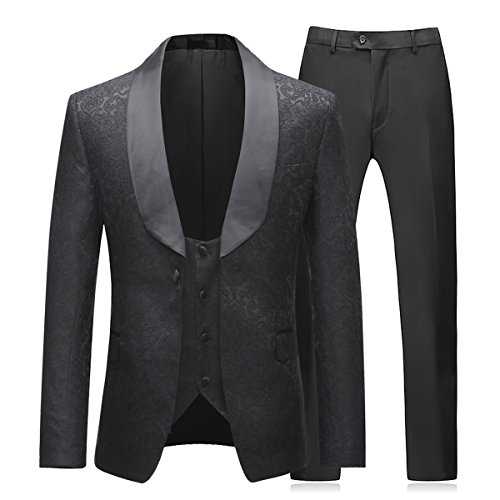 Mens Suit 3 Piece Slim Fit Wedding Business Dinner Suits for Men Jacket Button Shawl Lapel Blazer Waistcoat Trousers