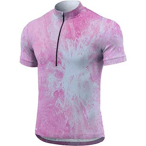 Comfortable and Fashionable Trend Tight Fitting Men's Summer Half Zipper Gradient Pattern Cycling Top Men Elegant Sequin Tops Rude T Shirts for Men Friendship Gifts for Men Promotion Sale Clearance