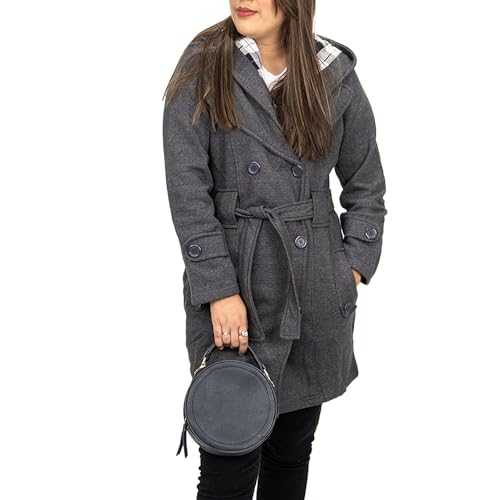 NOROZE Women's Long Sleeve Belted Button Fleece Winter Coats for Women UK Size 8-26