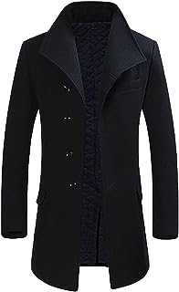 Allthemen Mens Winter Coat Wool Coat Mid Length Trench Coat Slim Fit Business Coat Stand Collar
