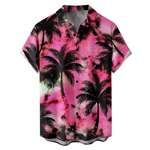 NQyIOS Men's Casual Fashion Shirt Hawaii Floral Printed Shirts Blouse Short Sleeve Turn-Down Collar Button Summer Shirt Adult Rompers Men