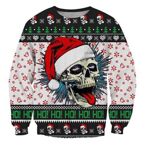 NQyIOS Unisex Ugly Christmas Jumper Men’s 3D Christmas Sweatshirt Christmas Jumpers for Women Long Sleeve Round Neck Novelty Xmas Funny Pullover T-Shirt Santa Hat Elf Sweater Sweatshirts