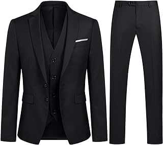 YOUTHUP Mens Slim Fit 3 Piece Suit Classic Business Wedding Suits Tuxedo Blazer Waistcoat Trousers