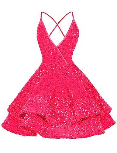 Sequin Homecoming Dresses Sparkly Short Prom Dresses for Teens 2024 Sweet 16 Photo Tiered Short Cocktail Party Gown DE78