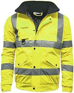 Evon Outfit Men's Workwear Safety Work 100% Polyester Oxford PU Coating Hi Vis Viz Visibility Premium Bomber Jacket