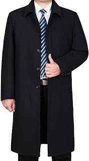 Vogstyle Men's Turn-Down Collar Casual Woolen Coat Winter Long Jacket Single Breasted Overcoat