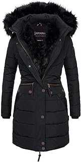 Spindle Women's Designer Warm Winter Parka Quilted Hooded Long Coat Jacket- Fleece Lined Body Zip Pockets