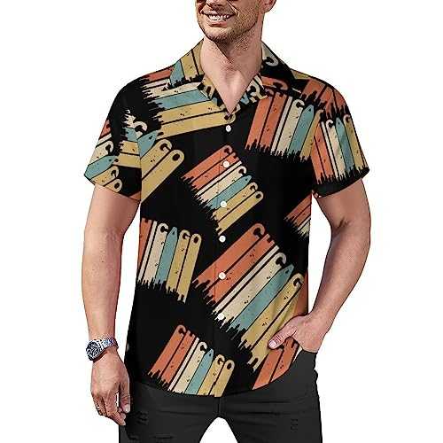 Retro 1970's Chicago Men's Casual Button-Down Shirts Short Sleeve Cuban Collar Tees Tops Hawaiian T-Shirt