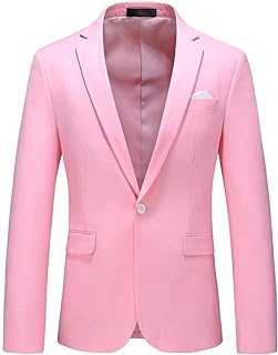 Men's Jacket Slim Fit Casual Blazer One Button Notched Lapel Turn-Down Collar Suit Jacket Blazer