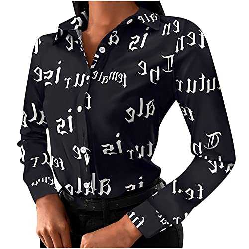 AMhomely Women Shirts and Blouse Sale Clearance Women Summer Party Elegant Slim Professional V-Neck Print Casual Full-Sleeve Tops Blouse Tunic Shirts Tops Office UK Size