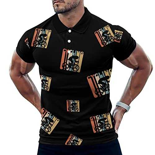Retro 1970's Cycling Casual Polo Shirts for Men Slim Fit Short Sleeve T-Shirt Quick Dry Golf Tops Tees