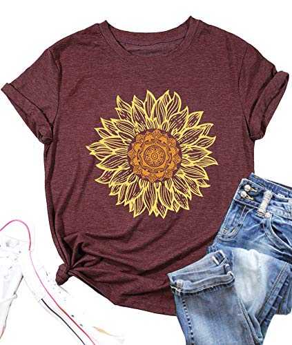 Sunflower Shirts for Women Flower Graphic Tees Shirts Inspirational Tees Casual Faith Shirt Tops
