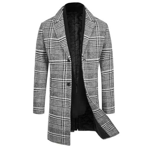WULFUL Men's Slim Fit Winter Wool Coat Long Trench Coat Business Jacket…
